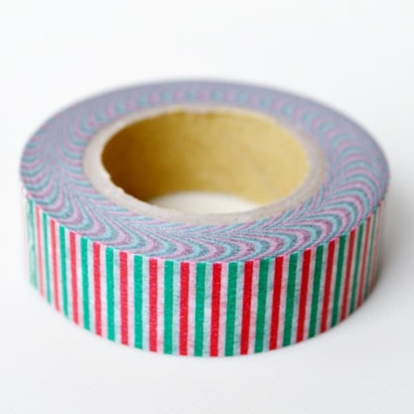 mt Washi Masking Tape - Tricolore en rouge, vert et blanc - Edition limitée (rouleau de 15m)