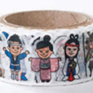 CLEARANCE SALE - 50% OFF - Round Top Masking Tape - Japanese People - Die Cut