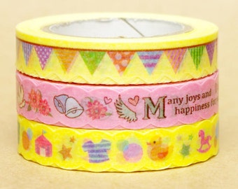 10% off sale - NamiNami Washi Masking Tape - Banner, Happiness & Toys - Slim