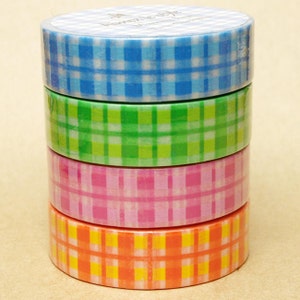 CLEARANCE SALE - 50% OFF - Aimez Washi Masking Tape - Tartan Check in Blue, Green, Pink or Yellow