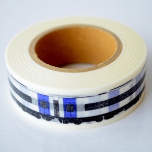 CLEARANCE SALE - 25% OFF - mt Washi Masking Tape - Blue & White Train - Centrair Sky - Limited Edition