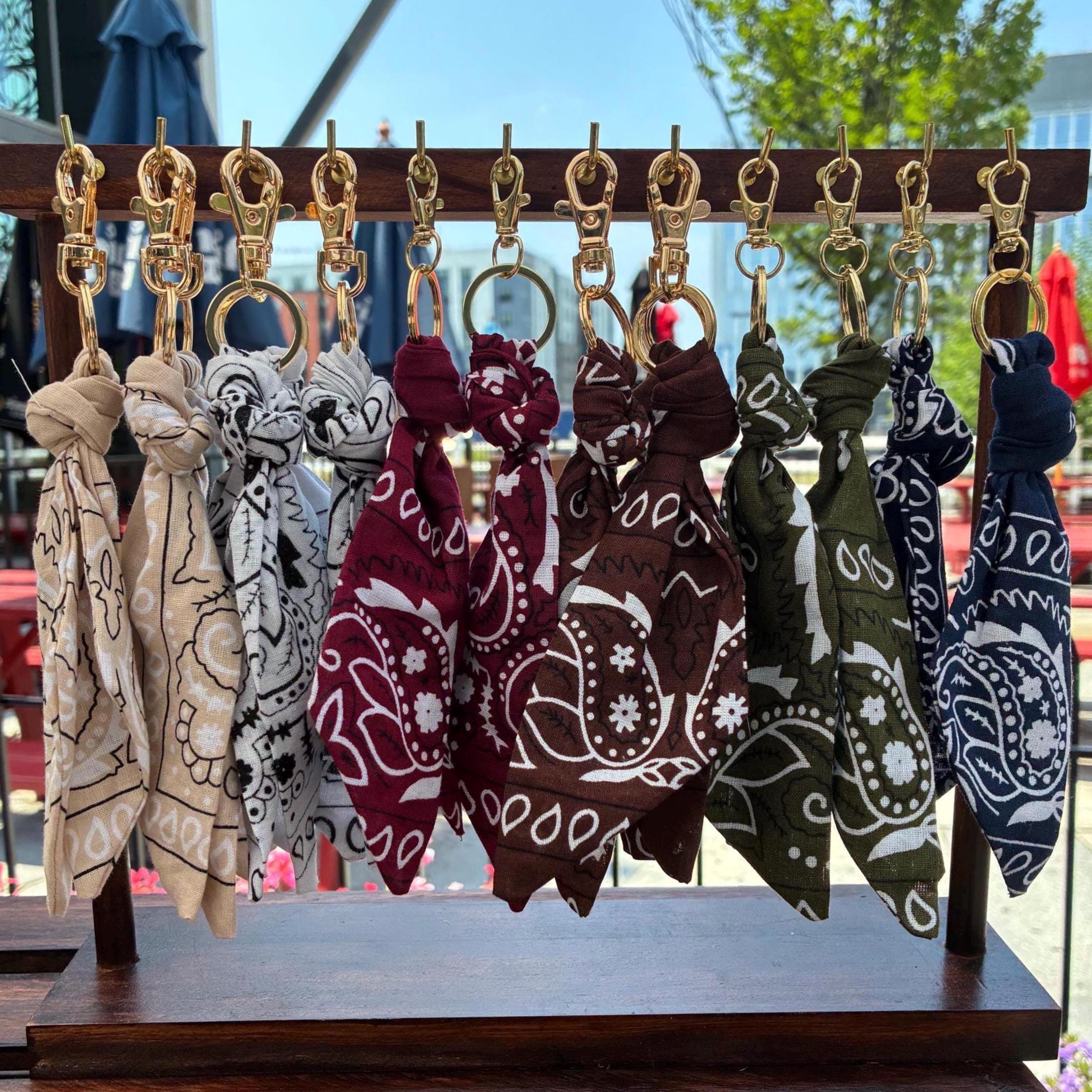 Hand-sewn Bandana Keychain: Western Boho Charm - Etsy