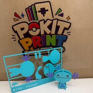 Wooper Kit Card #194 | 3D Printed Snap-Together Figure, Desk Display Assembly Kit