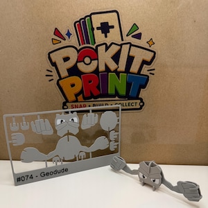 Geodude Kit Card #074 | 3D Printed Snap-Together Figure | Desk Display | Assembly Kit