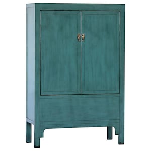 Armário chinês Ming feito à mão, azul celeste – azul profundo – armário chinês