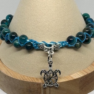 Blue sea turtle braided bracelet