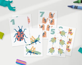 Pastel Animal Number Cards 1-10: Montessori Counting (Digital Download)