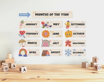 Months of Year Poster: Earth Tone Classroom Decor (Digital Download)