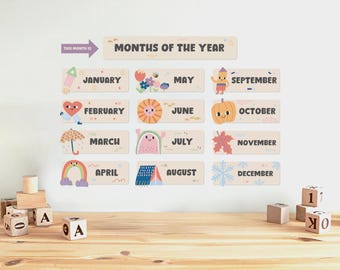 Months of the Year Cards: Kawaii Classroom Decor (Digital Download)