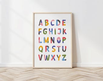 ABC Learning Poster: Colorful Alphabet Print, Kids Room Decor (Digital Download)