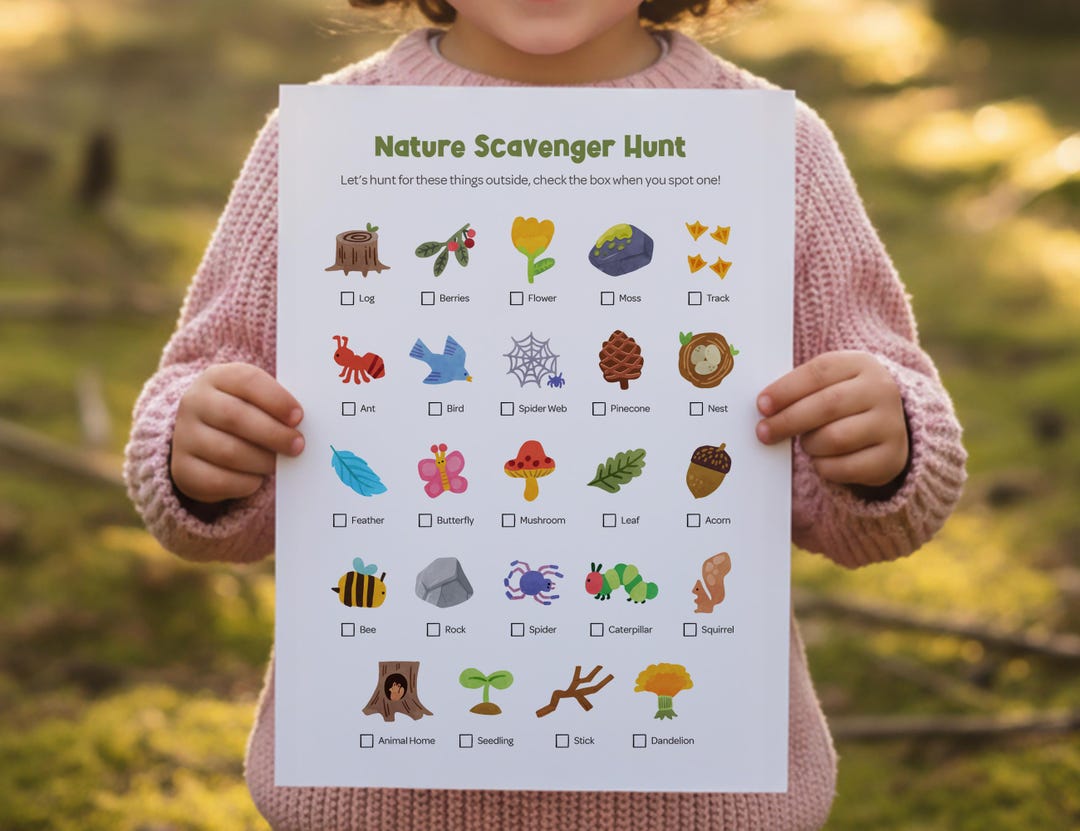 Nature Scavenger Hunt Printable for Kids - Etsy