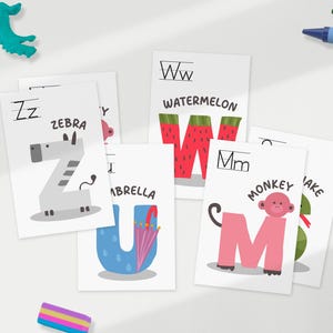 Mnemônico de letras maiúsculas, cartões de animais do alfabeto, escola Montessori, pré-escola, ferramenta de aprendizagem, presentes para professores, escola em casa, ferramentas de ensino