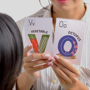Cartões de animais do alfabeto mnemônico com letras maiúsculas pontilhadas, escola Montessori, pré-escola, ferramenta de aprendizagem, presentes para professores, escola em casa