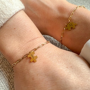 Pulsera con pieza de puzzle | pulseras a juego | iniciales | personalizado | pulseras de amor | pulsera rompecabezas | pulsera de la amistad