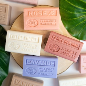 Jabón de Provenza con aceite de oliva orgánico y manteca de karité, cosmético natural fabricado en Francia, 48 fragancias