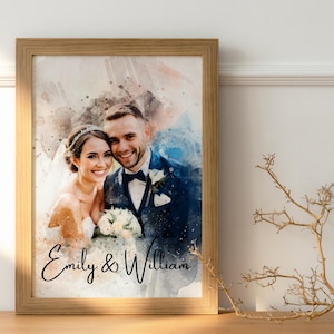 regalo di anniversario personalizzato per moglie e marito, il miglior regalo personalizzato per il primo anniversario, regalo di anniversario con opere d'arte, foto di nozze incorniciata