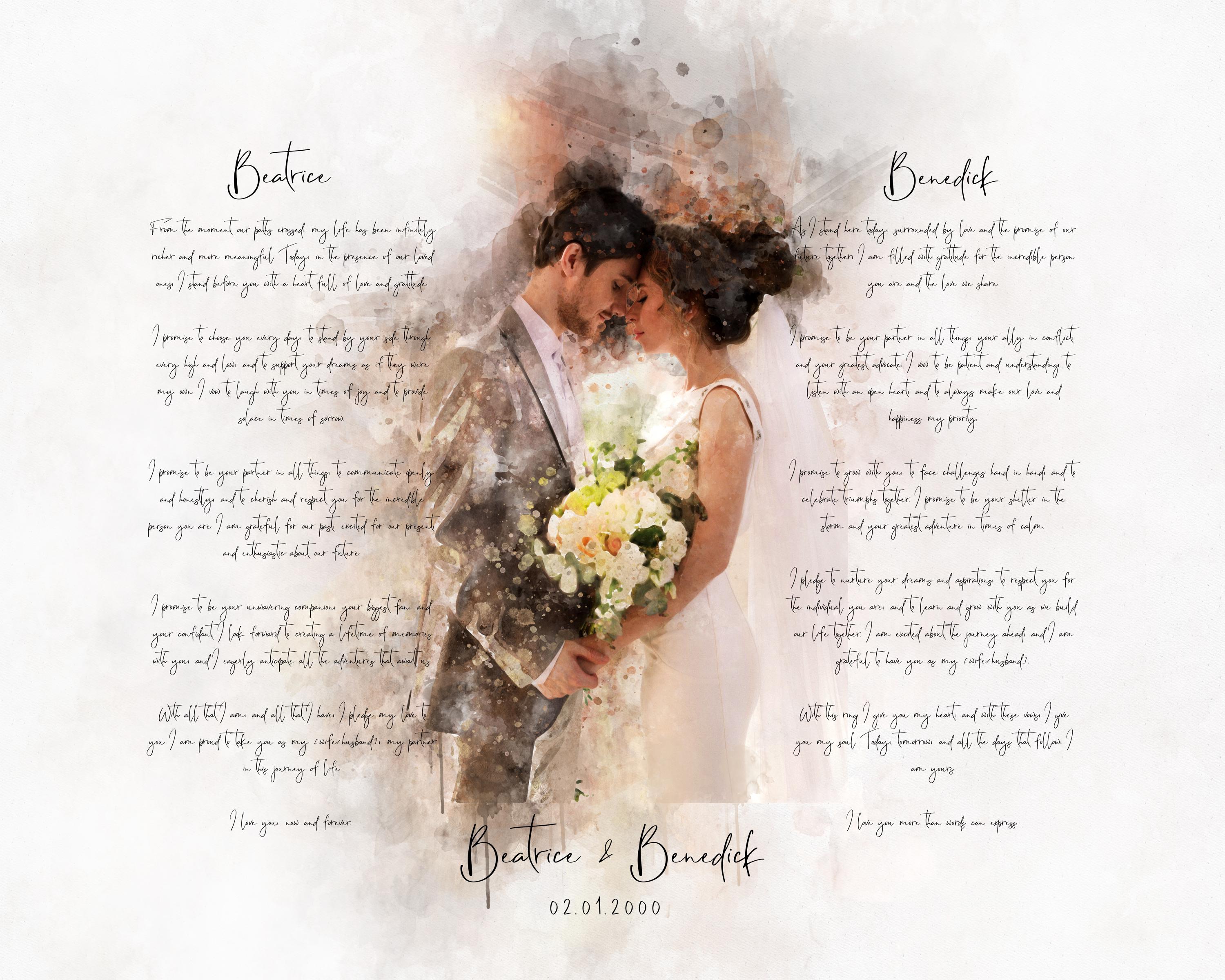 Renewing Wedding Vows Gift, Amazing Wedding Vows Art Gift, Wedding Vows ...