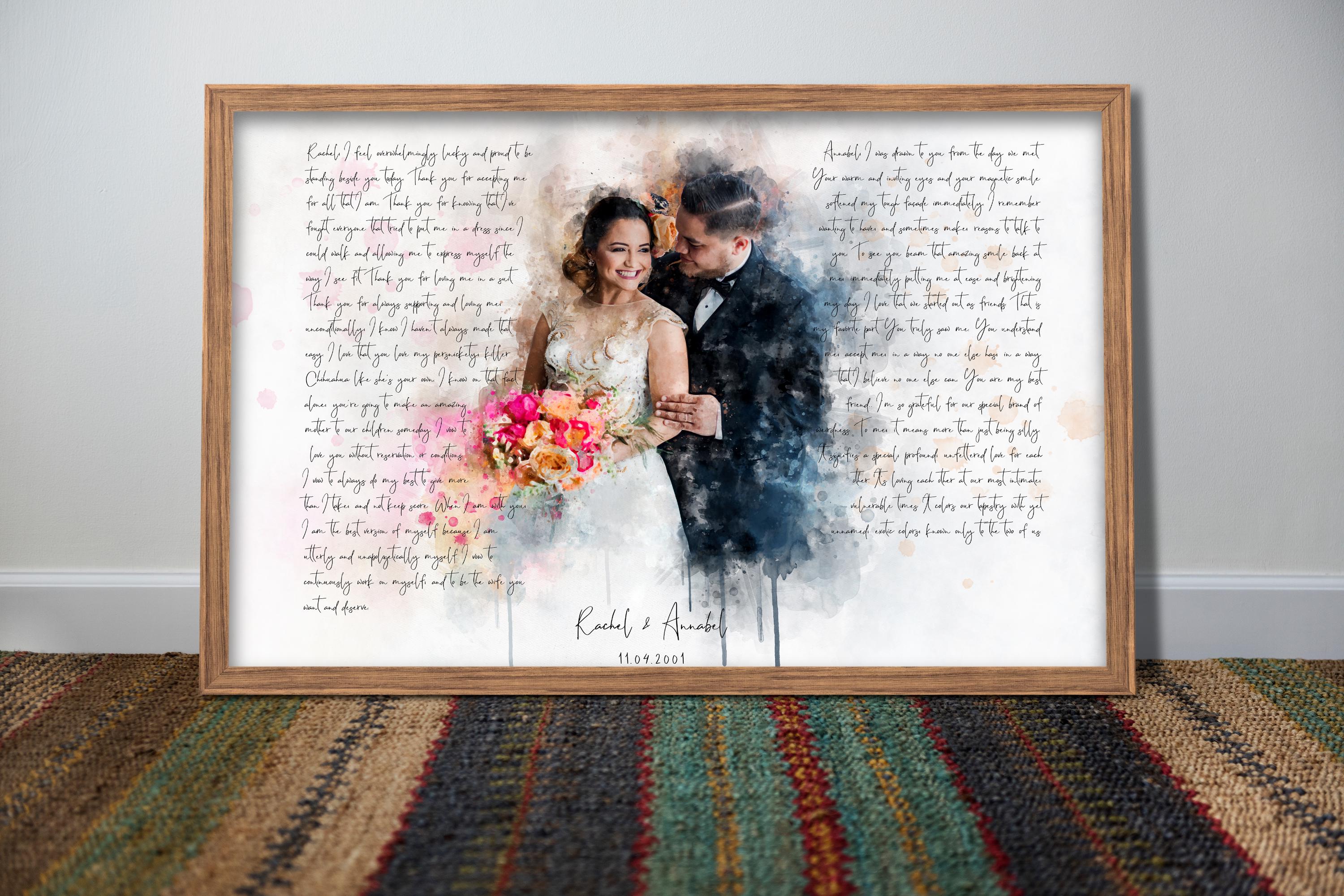 Renewing Wedding Vows Gift, Amazing Wedding Vows Art Gift, Wedding Vows ...