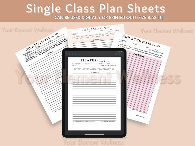 Basic Pilates Class Plan Sheets - Etsy