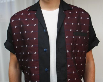 Men's Rockabilly Shirt-Jac Poker Cards Vintage Fabric