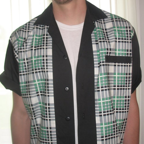 Men's Rockabilly Shirt Jac Black & White Plaid 1950's - Etsy