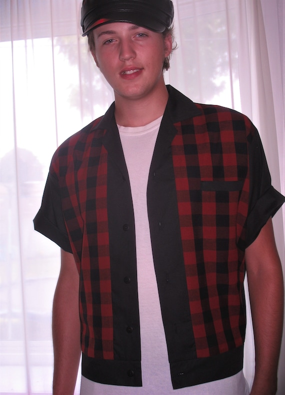 Camicia da uomo Rockabilly Jac scozzese rossa e nera Etsy Italia