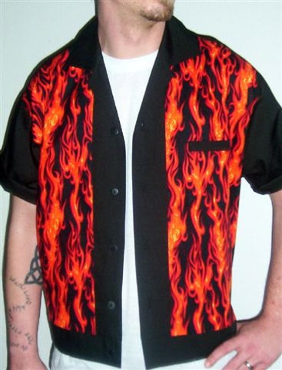 Men's Rockabilly Flame Shirt Jac - Etsy UK