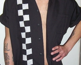 Mens Racing Shirt Checkerboard Stripe
