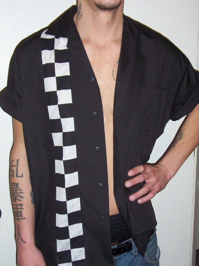 Mens Racing Shirt Checkerboard Stripe image 1