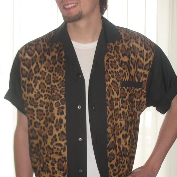 Herren Rockabilly Shirt Jac Leopard Animal Print
