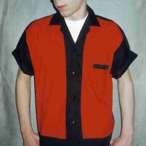 Men's Rockabilly Shirt Jac  Red and Black