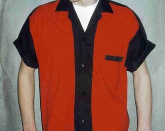 Men's Rockabilly Shirt Jac  Red and Black