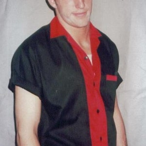 Herr Rockabilly-skjorta Jac Svart & Röd