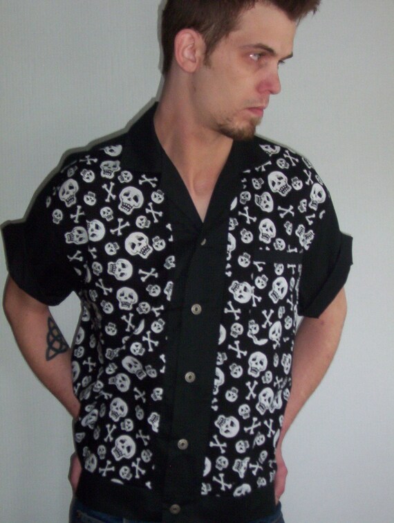 Men's Rockabilly Shirt Jac Skulls | Etsy