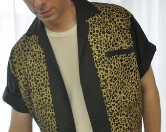 Mens Rockabilly Shirt Jac Leopard Print