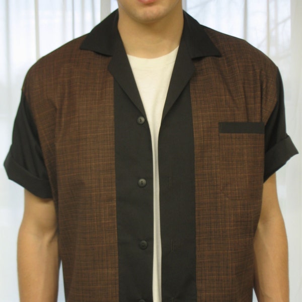 Camicia Rockabilly da uomo Jac Marrone e Nera