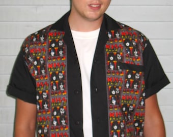 メンズ ロカビリー シャツ ジャック レッド＆ブラック - Etsy 日本