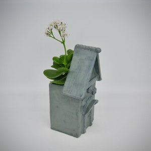 Stoneware Ceramic planter blue succlent clay house vase one of a kind original mothers day gift outdoor ornament Charming Cottage free ship Bild 6