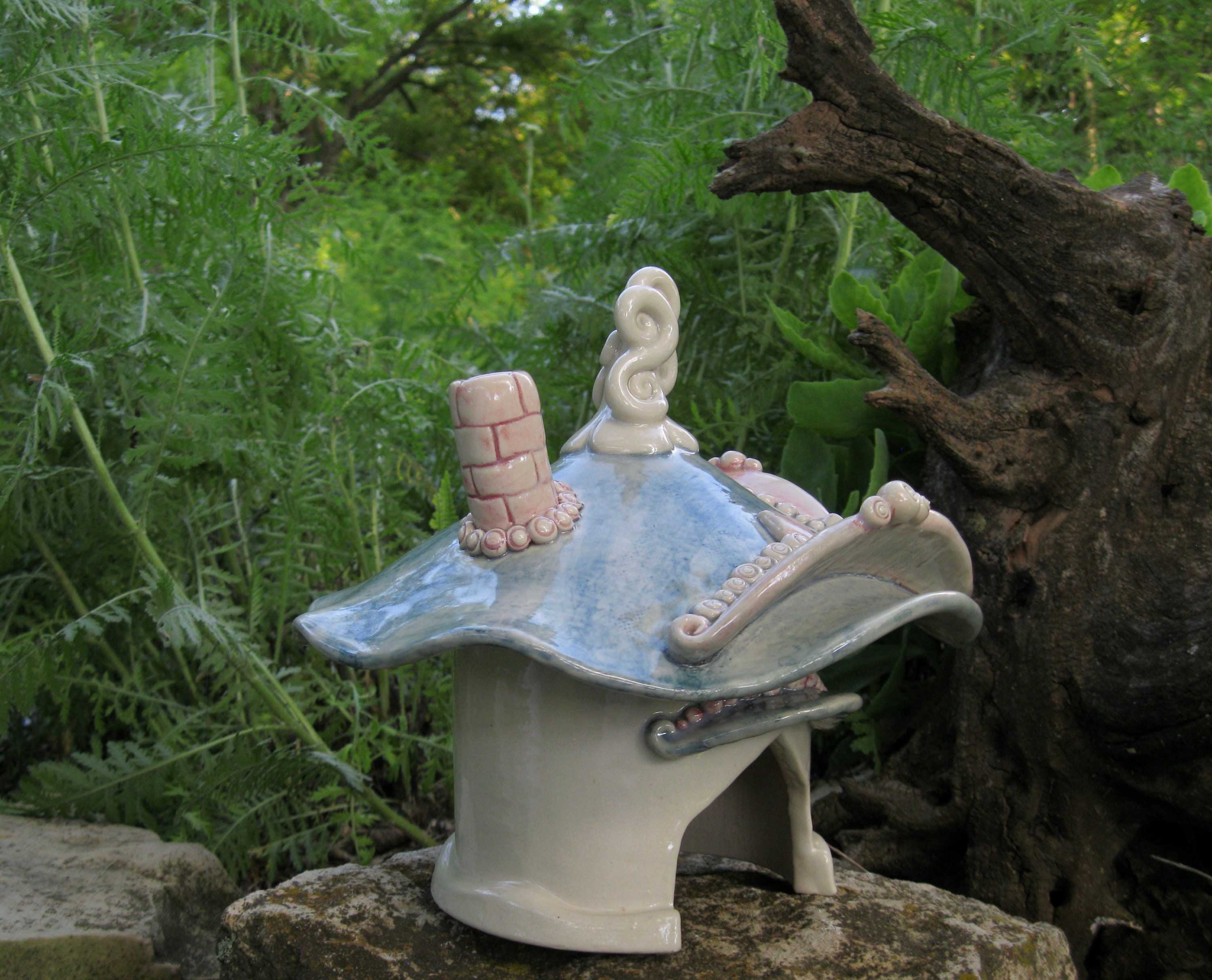 Stoneware Fairy House Toad house Pastel Storybook Ceramic Etsy