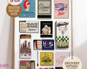 CAJA DE CERILLAS PERSONALIZADA / Regalo digital personalizado / Impresión de cerillas grandes / Póster de pared retro personalizado / Regalo de aniversario único