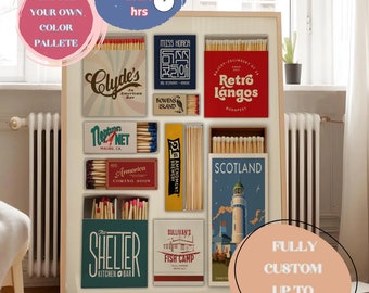 Custom Matchbook Art Print | Personalized Retro Wall Decor (Digital Download)