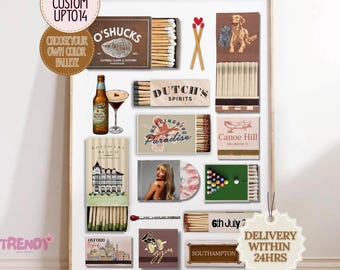 CAJA DE CERILLAS PERSONALIZADA / Regalo digital personalizado / Impresión de cerillas grandes / Póster de pared retro personalizado / Regalo de aniversario único