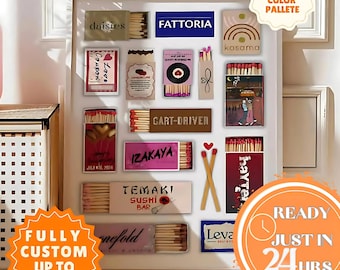 CUSTOM MATCHBOOK ART print Personalized Digital Matchbox Gift | Large Matches Print | Customized Retro Wall Poster | Unique Anniversary Gift