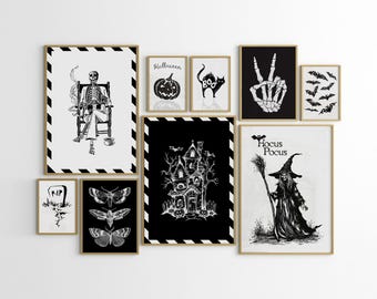 Vintage Halloween Gallery Wall Art Prints, Spooky Decor (Digital Download)