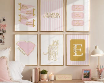 Custom College Dorm Wall Art Set of 6 | Personalized Dorm Room Decor | College Girl Gift | Digital Download Printable Poster | Back to Schoo