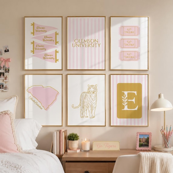 Custom College Dorm Wall Art Set of 6 | Personalized Dorm Room Decor | College Girl Gift | Digital Download Printable Poster | Back to Schoo