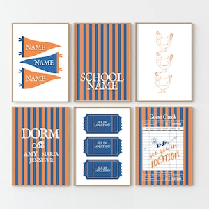 Benutzerdefinierte Wohnheim Poster Set, personalisierte College Wandkunst, jede Landeskarte & Universität, jede Farbe, adrettes Mitbewohnergeschenk, trendiges Wohnheimdekor