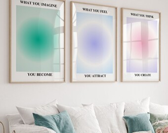 Aura Farbverlauf Print Set, spirituelle Y2K Ästhetik (Digitaler Download)