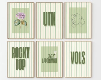 Impresión universitaria personalizada: decoración floral para dormitorio de los Tennessee Vols