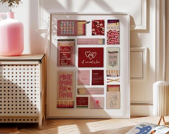 Personalized Valentine Matchbook Art Print: Retro Matchbox Poster (Digital Download)